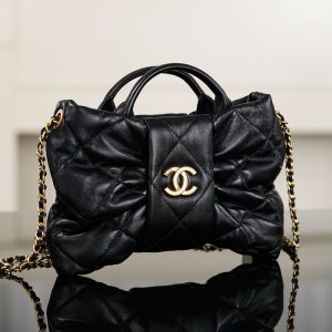【팬더샵】샤넬 25K 미니 보우 백 램스킨 골드메탈 블랙