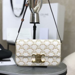 【백경】셀린느 트리옹프 클로드 숄더백 캔버스 화이트 194142