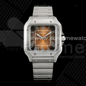 BV공장 까르띠에 산토스 2018 미디움 스틸 브라운다이얼 스마트링크브레이슬릿 Santos de Cartier 35mm SS BVF 1_1 Best Edition Brown Dial on SS SmartLinks Bracelet MIYOTA 9015 _