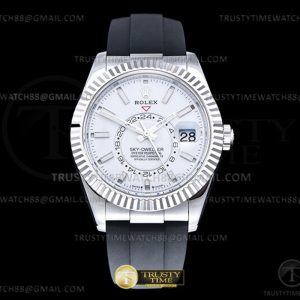 ZF공장 롤렉스 스카이드웰러 스틸 화이트다이얼 러버스트랩 텅스텐 Skydweller 336239 Wt WG_RU White ZF V2 Asia 2824
