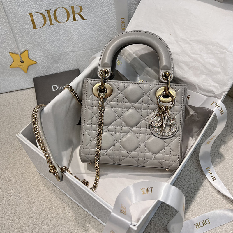 【DO】디올 레이디 미니 백 까나쥬 그레이