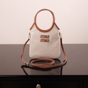 【PURPLE】미우미우 아이비 토트백 캔버스 5BA281