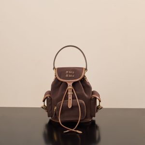 【PURPLE】미우미우 캔버스 가죽 백팩 5BZ043