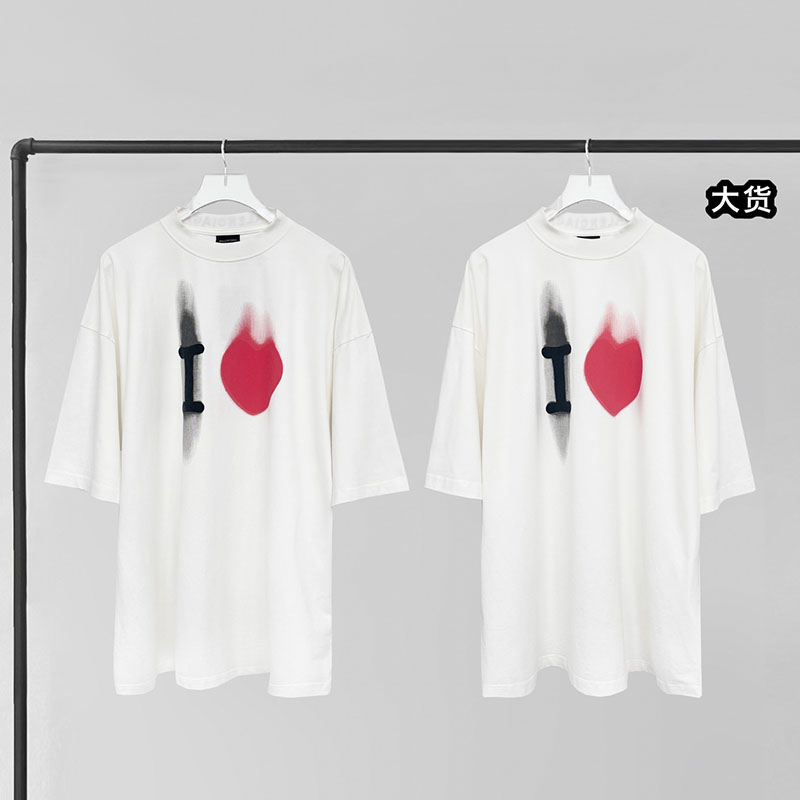 【YD공장】발렌시아가 I LOVE 프린티드 반팔 티셔츠