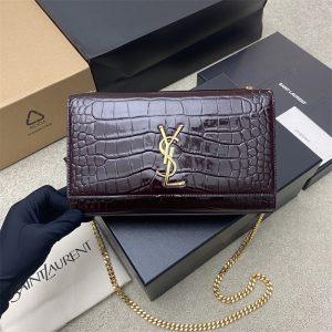 생로랑 케이트 체인 백 레드 크로커다일 354021