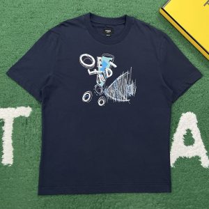 【잔디집】펜디 그래픽 프린트 탑스티치 코튼 티셔츠 (레어)