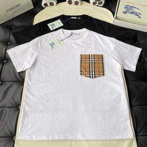 버버리 체크 포켓 코튼 티셔츠