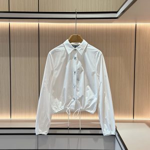 프라다 포플린 크롭 셔츠