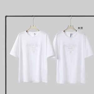 【YD공장】프라다 레이즈드 로고 라운드넥 코튼 티셔츠