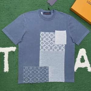 【잔디집】루이비통 니티드 패치워크 데님 숏 슬리브드 크루넥 (레어)