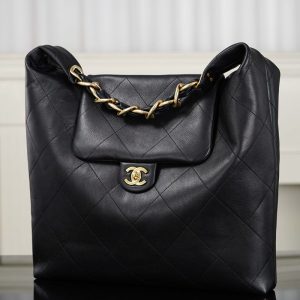 【팬더샵】샤넬 25k 맥시 호보 백 골드 메탈 블랙