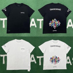 【잔디집】크롬하츠 멀티 컬러 크로스 티셔츠 (레어)