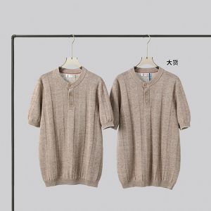 【YD공장】브루넬로 쿠치넬리 린넨 코튼 헨리넥 반팔 니트
