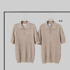 【YD공장】브루넬로 쿠치넬리 린넨 코튼 헨리넥 반팔 니트