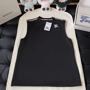 버버리 체크 트리밍 저지 탱크 탑