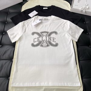 셀린느 트리옹프 그래픽 로고 코튼 저지 루즈 티셔츠
