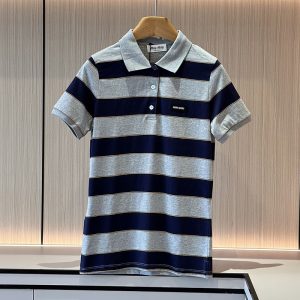 미우미우 스트라이프 저지 폴로 셔츠
