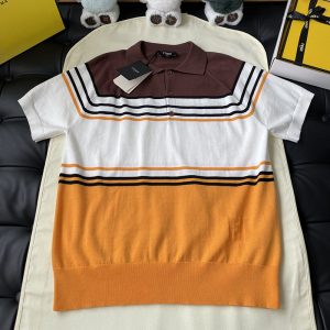 펜디 멀티 컬러 스트라이프 비스코스 폴로 셔츠