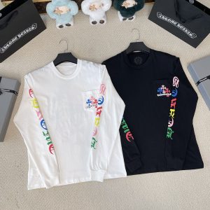 크롬하츠 멀티 컬러 크로스 세메터리 롱 슬리브 티셔츠