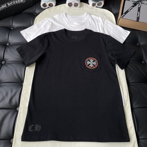 크롬하츠 할리우드 플러스 크로스 포켓 반팔 티셔츠