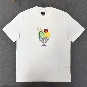 【터보】펜디 아이스크림 그래픽 프린트 코튼 티셔츠 （TJ공장）