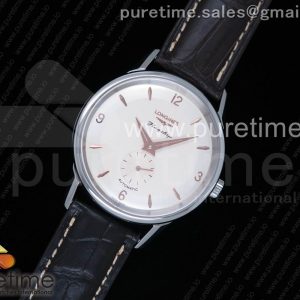 OX공장 론진 플래그쉽 헤리티지 60주년 화이트다이얼 가죽스트랩 Longines Flagship Heritage 60th Anniversary White Dial on Brown Leather Strap MIYOTA 9015