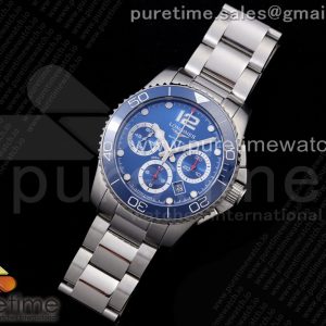 OX공장 론진 하이드로콘퀘스트 크로노 블루다이얼 HydroConquest Chrono SS Blue Ceramic Bezel Blue Dial on SS Bracelet A7750