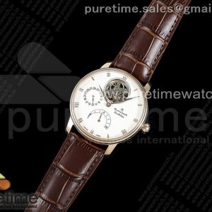 JB공장 블랑팡 V2 빌레레 뚜르비용 로골 화이트다이얼 가죽스트랩 Villeret Tourbillon RG Real PR JBF Best Edition White Dial on Brown Leather Strap V2