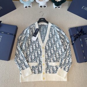 디올 오블리크 자카드 울 니트 가디건