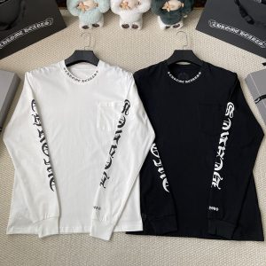 크롬하츠 넥 레터링 포켓 롱슬리브 티셔츠