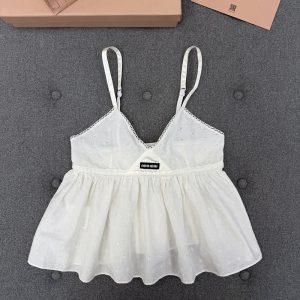 【터보】미우미우 슬럽 아이렛 포플린 탑（TJ공장）