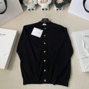 셀린느 골드 트리옹프 버튼 라운드넥 가디건