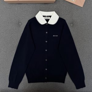 【TJ공장】미우미우 자수 포플린 카라 캐시미어 가디건 (터보)