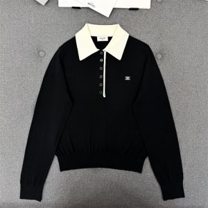 【TJ공장】셀린느 파인 캐시미어 실크 폴로 스웨터 (터보)