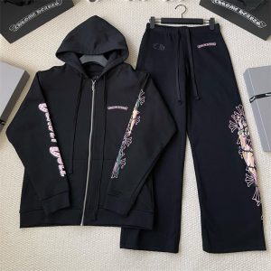 크롬하츠 x 데들리 돌 크로스 스크롤 후드 집업 & 팬츠