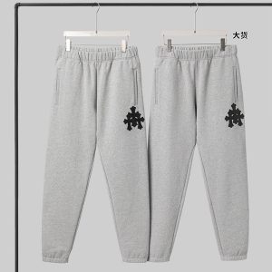 【YD공장】크롬하츠 크로스 레더 패치 스웨트팬츠