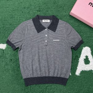 【잔디집】미우미우 캐시미어 실크 폴로 셔츠（레어）